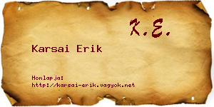 Karsai Erik névjegykártya